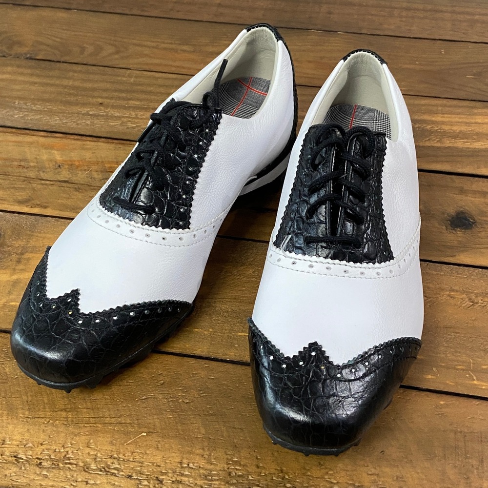 FootJoy LoPro Collection Womens Golf Shoes Black White Wingtip 97217 Size 5.5 M